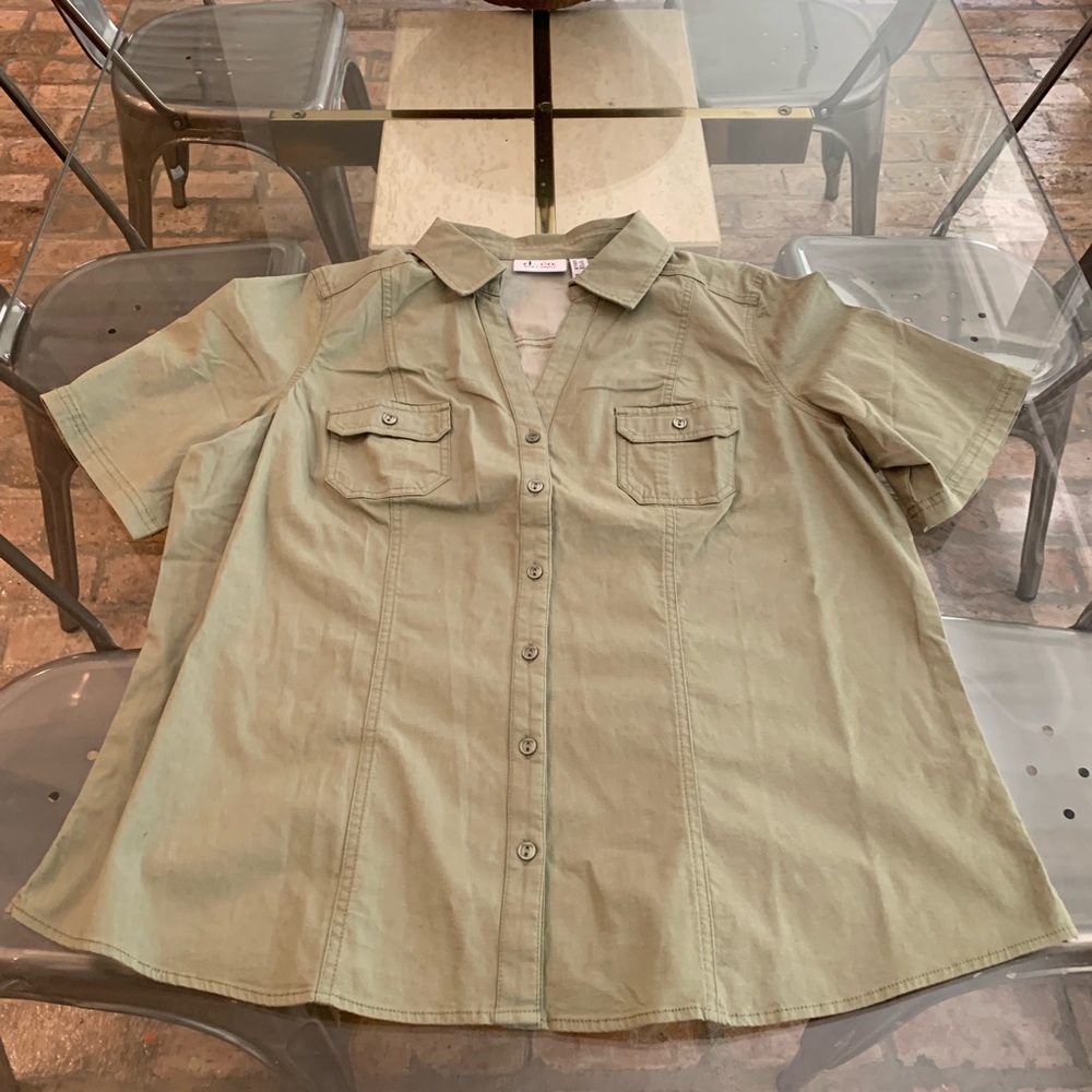 Ladies Women’s D&Co Denim and Company Short Sleeve Shirt New 1X